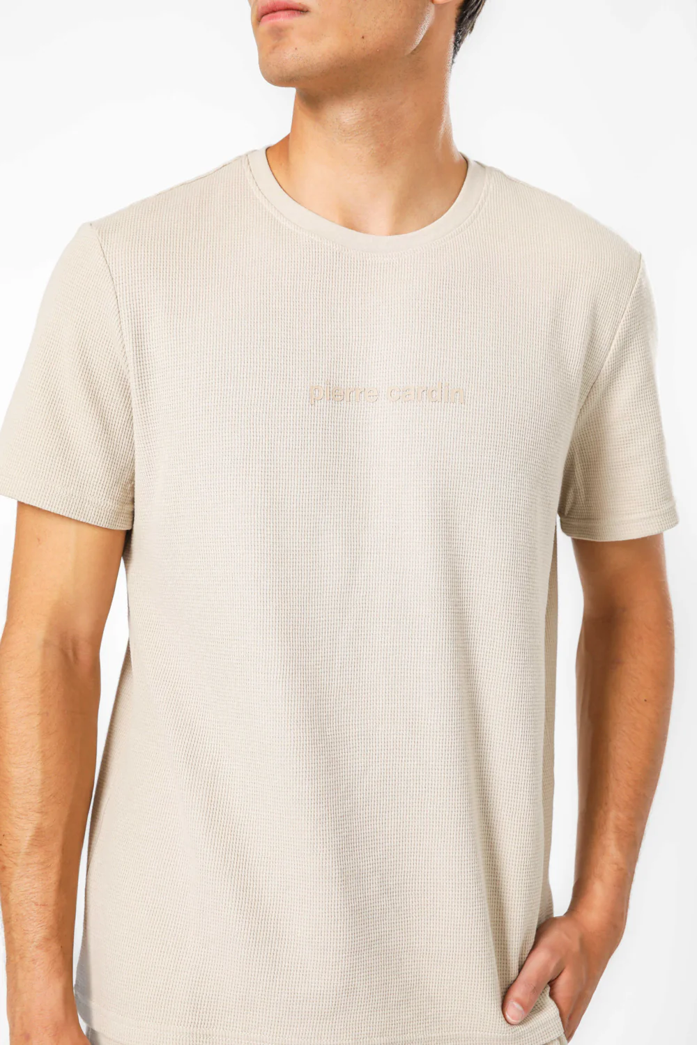 חליפת פנאי קצרה וופל PIERRE CARDIN בצבע בז' - Image 3