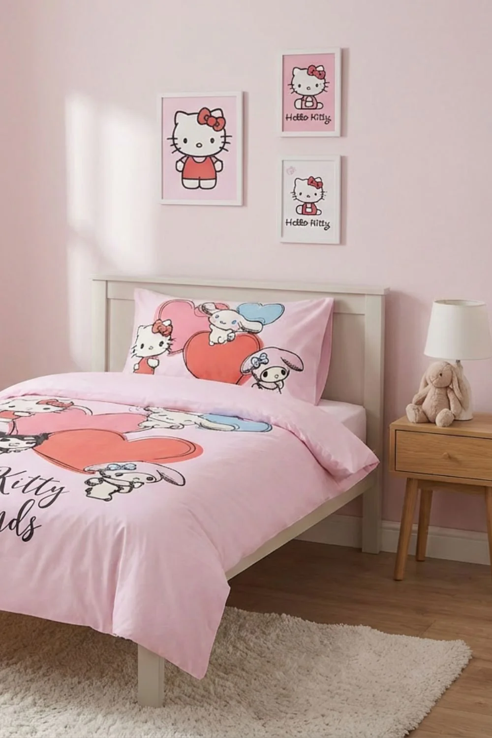 סט מצעים מיטת יחיד לילדים 90/200 ס"מ HELLO KITTY FREINDS | רד צ'ילי