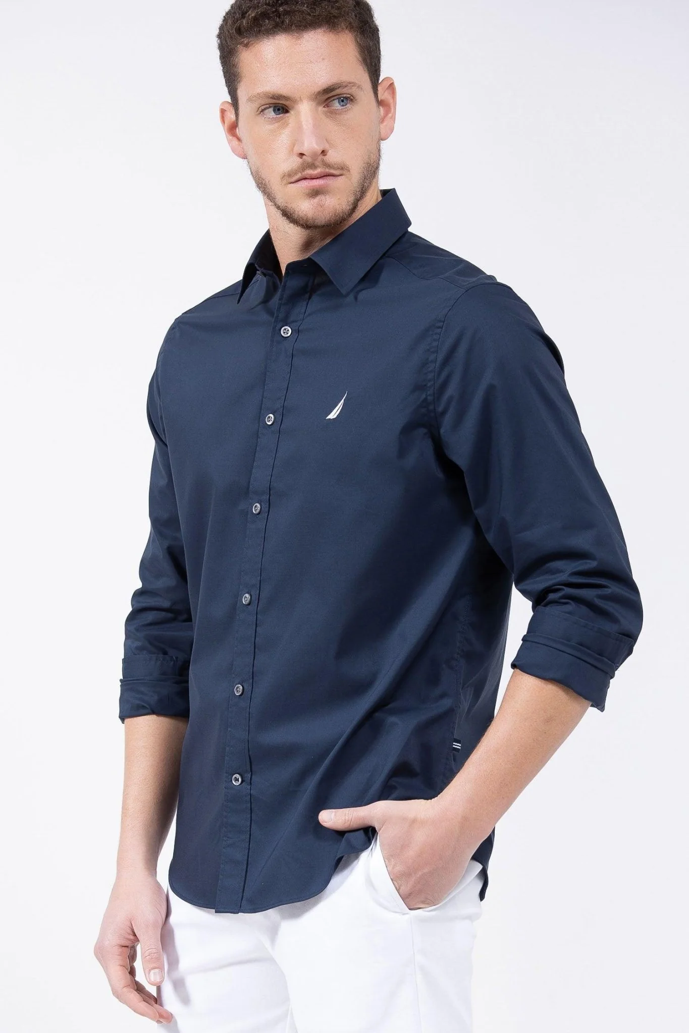 חולצה מכופתרת כחול נייבי CLASSIC FIT