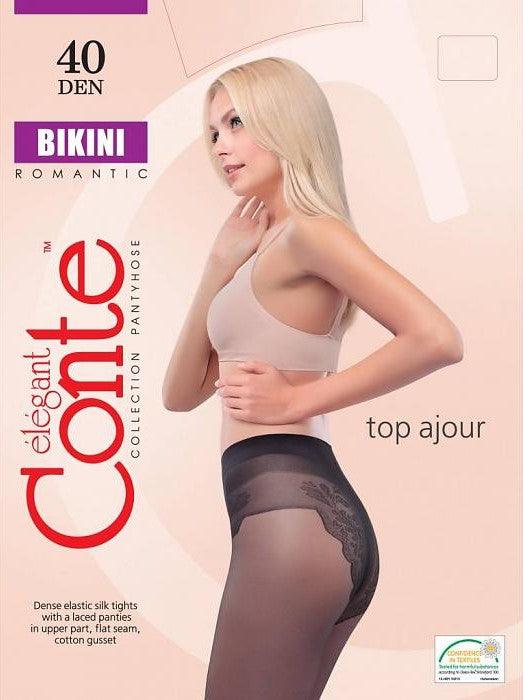 גרביון מעוטר BIKINI 40 דנייר - שחור