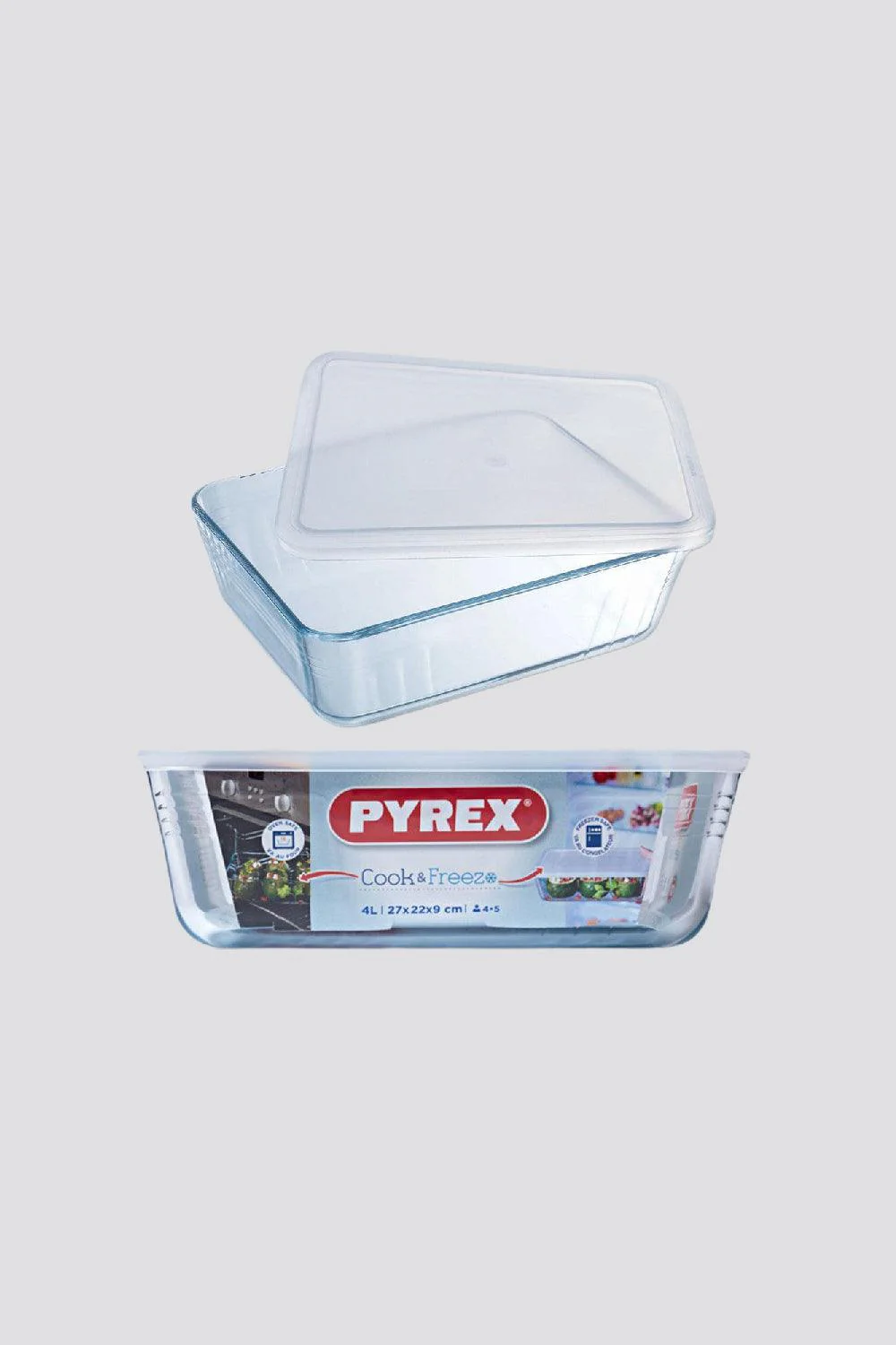כלי אחסון מלבן +מכסה 4 ליטר מסדרת Cook & Freez