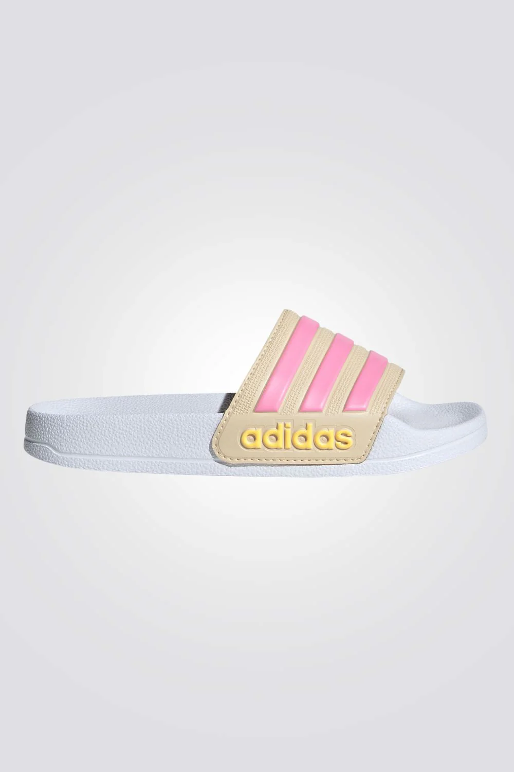 כפכפים לילדות Adilette Shower בצבע לבן וורוד