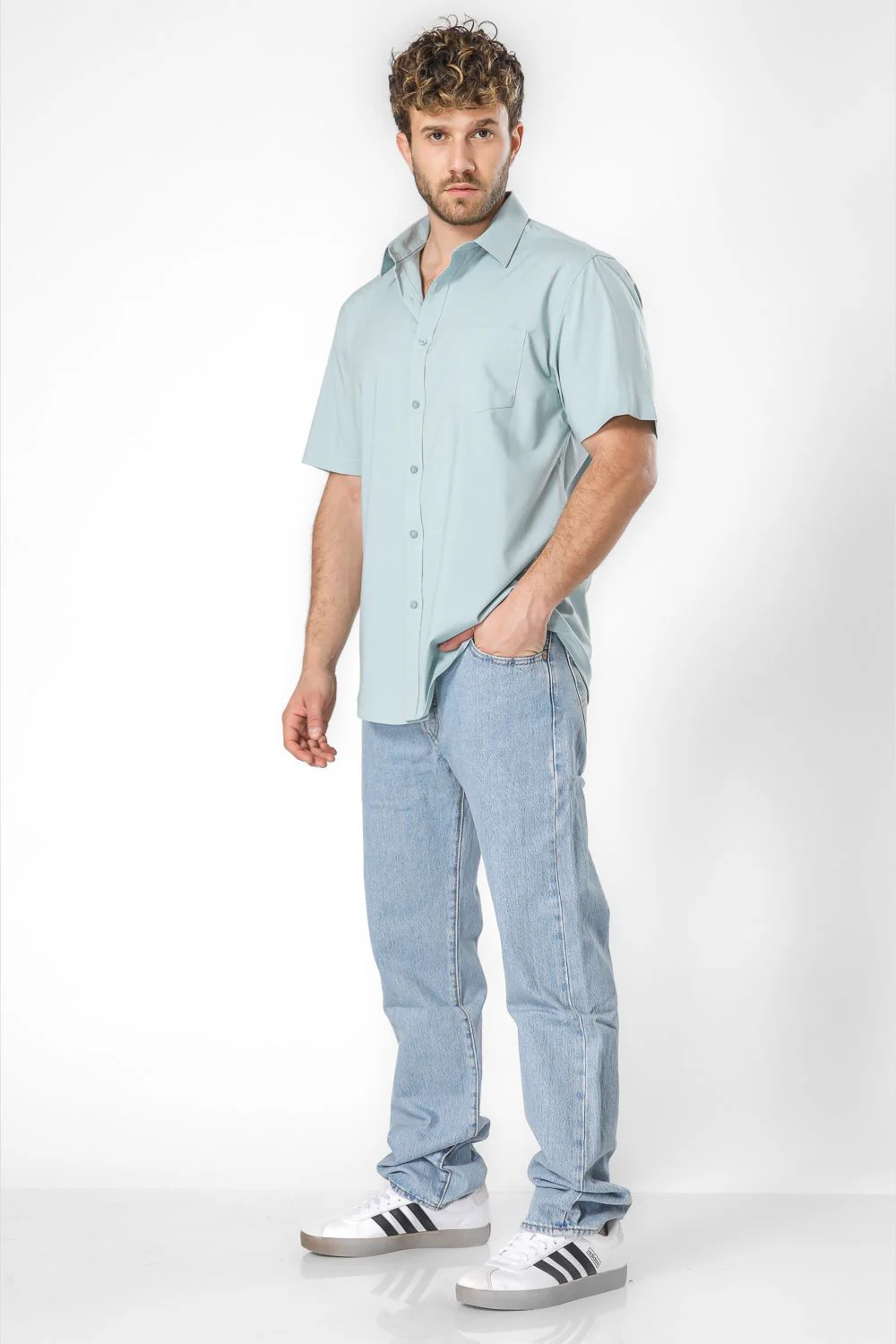 חולצה מכופתרת שרוולים קצרים - Image 10