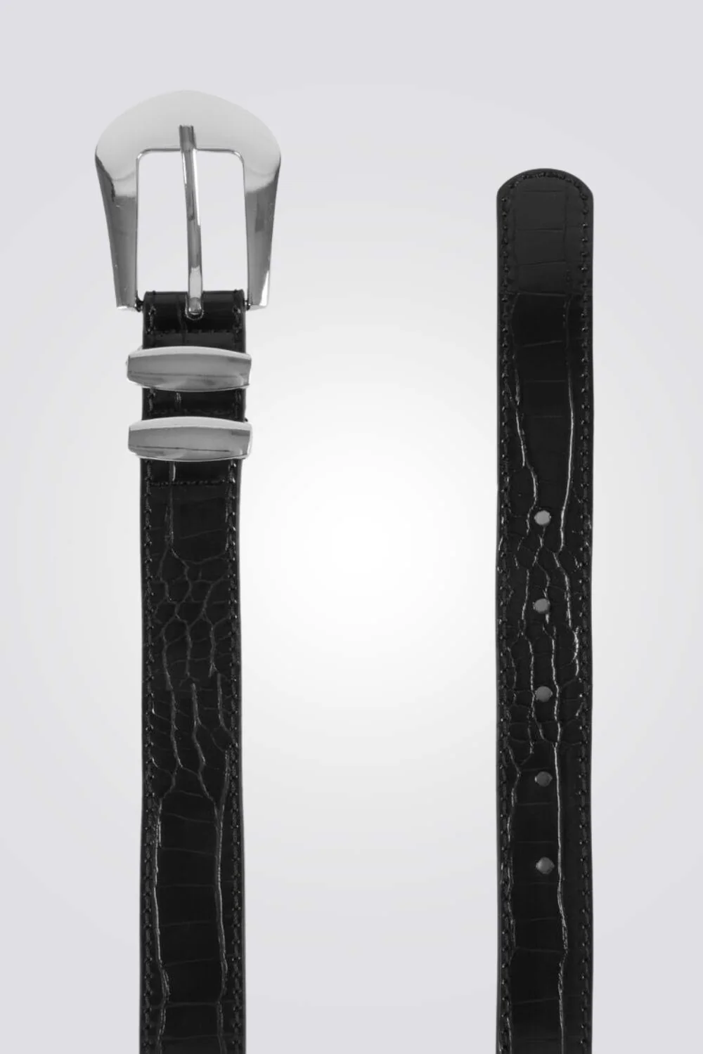 חגורת תנין שחורה לנשים - Image 2