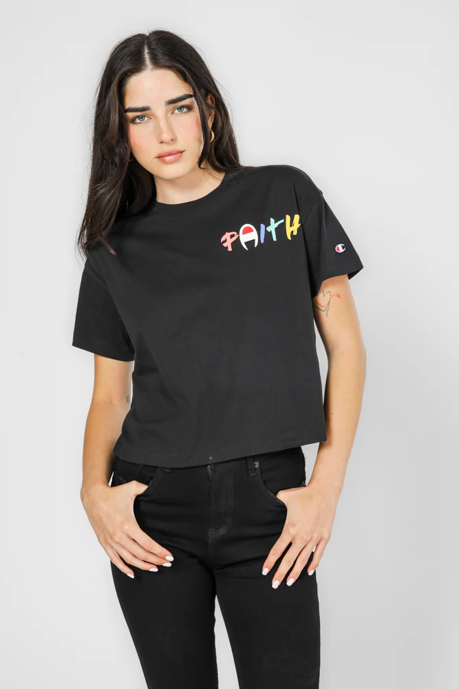 טישירט לנשים Crewneck בצבע שחור - Image 8