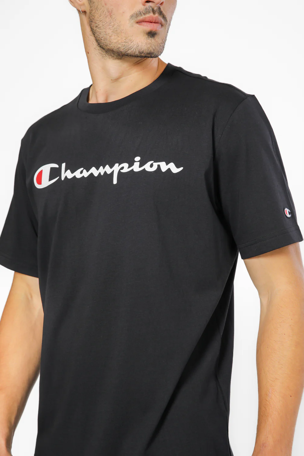 טישירט לגברים Crewneck בצבע שחור - Image 5