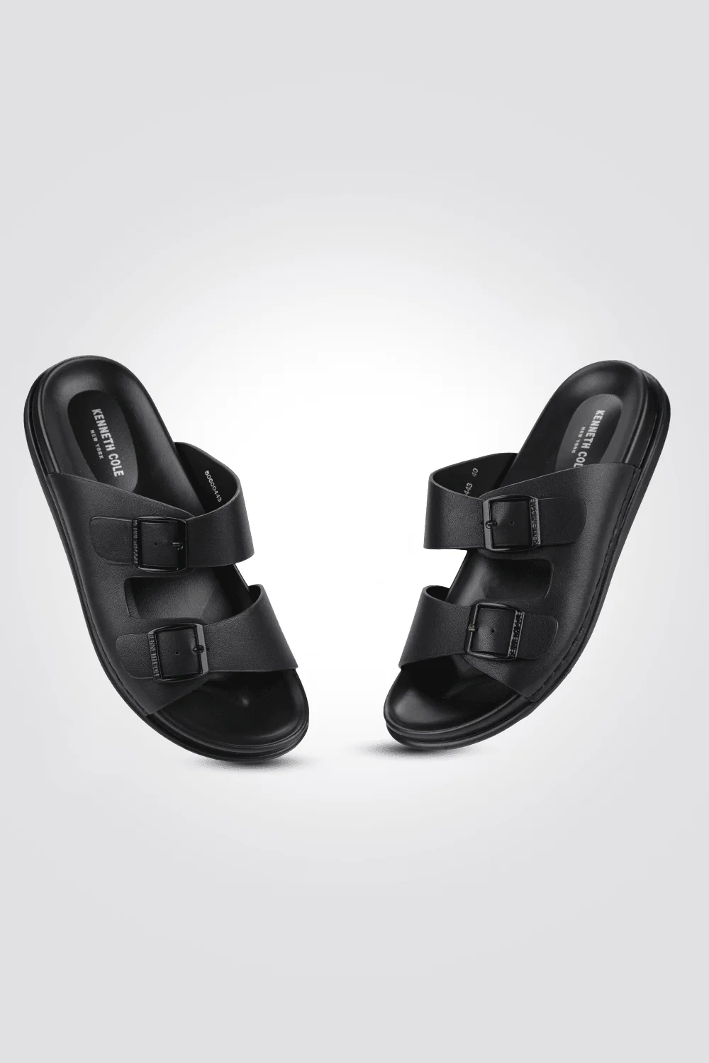 כפכפי עור לגבר DOUBLE STRAPPED בצבע שחור - Image 3