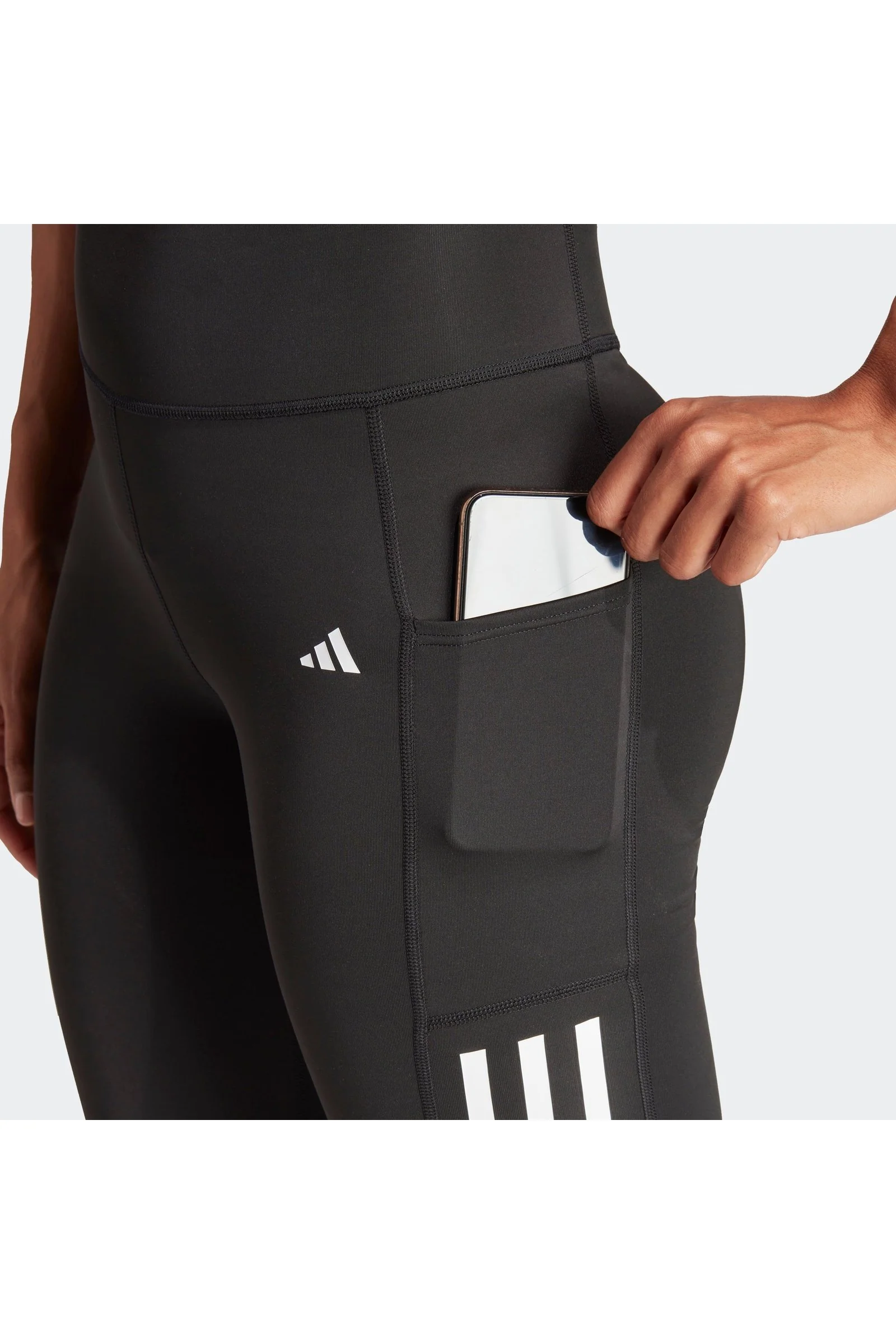 טייץ לנשים OPTIME 3-STRIPES FULL-LENGTH בצבע שחור ולבן - Image 4