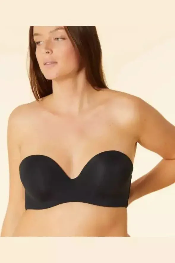 חזיית סטרפלס מיקרופייבר PURE FIT שחורה