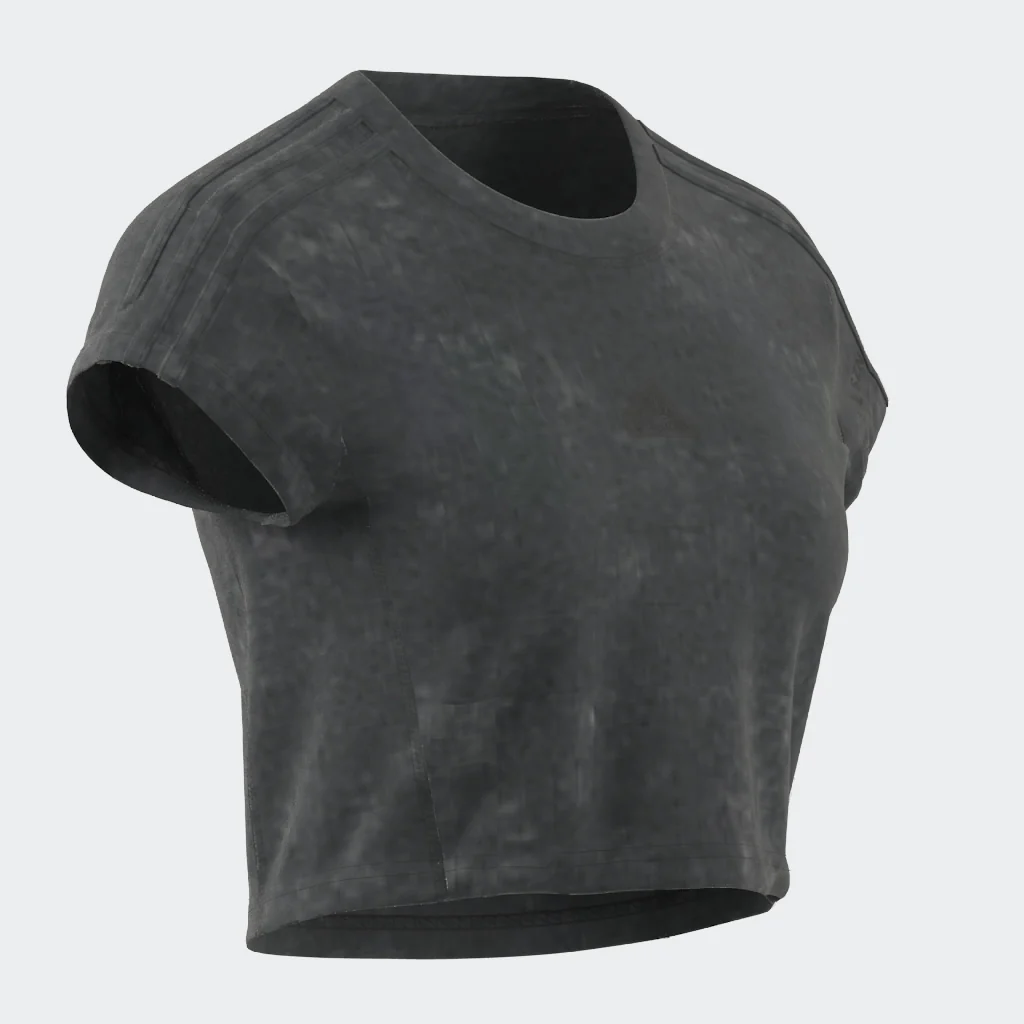 טישירט לנשים ALL SZN 3-STRIPES GARMENT WASH בצבע שחור ואפור כהה - Image 6