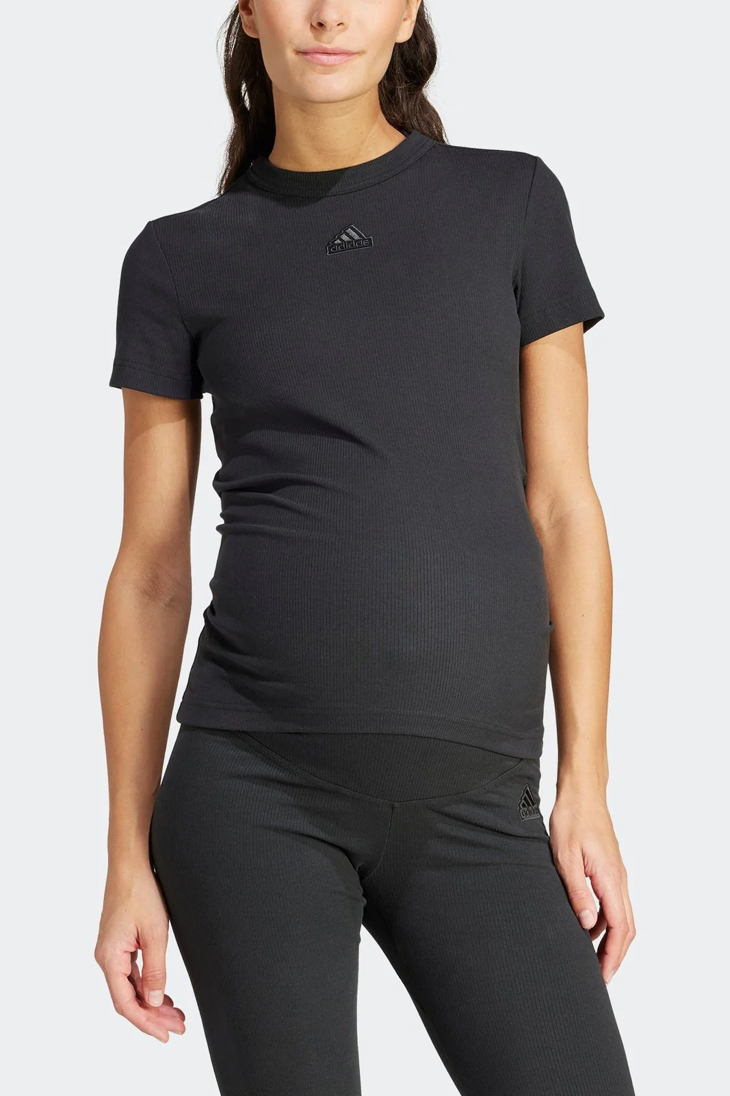 טישירט לנשים RIBBED FITTED  MATERNITY בצבע שחור - Image 3
