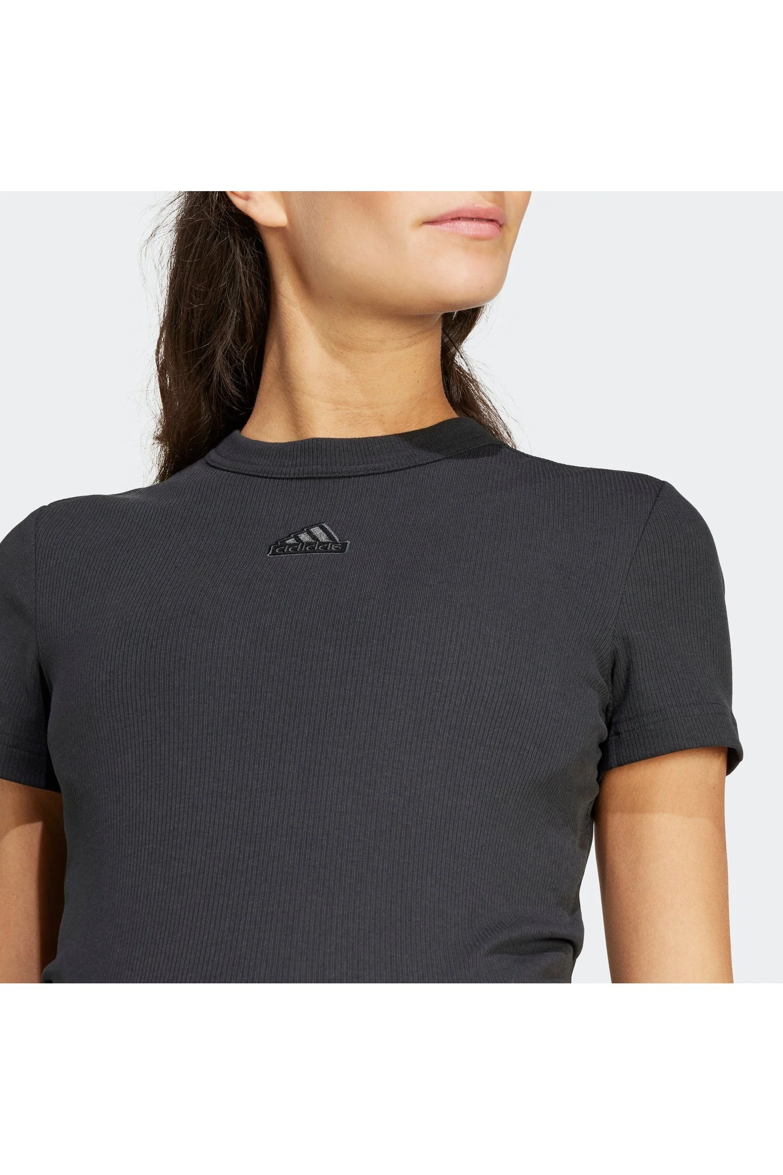 טישירט לנשים RIBBED FITTED  MATERNITY בצבע שחור - Image 4