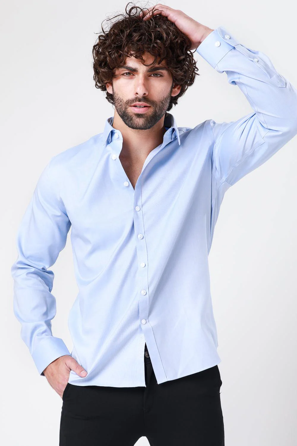 מכופתרת קלאסית כחולה - Image 3