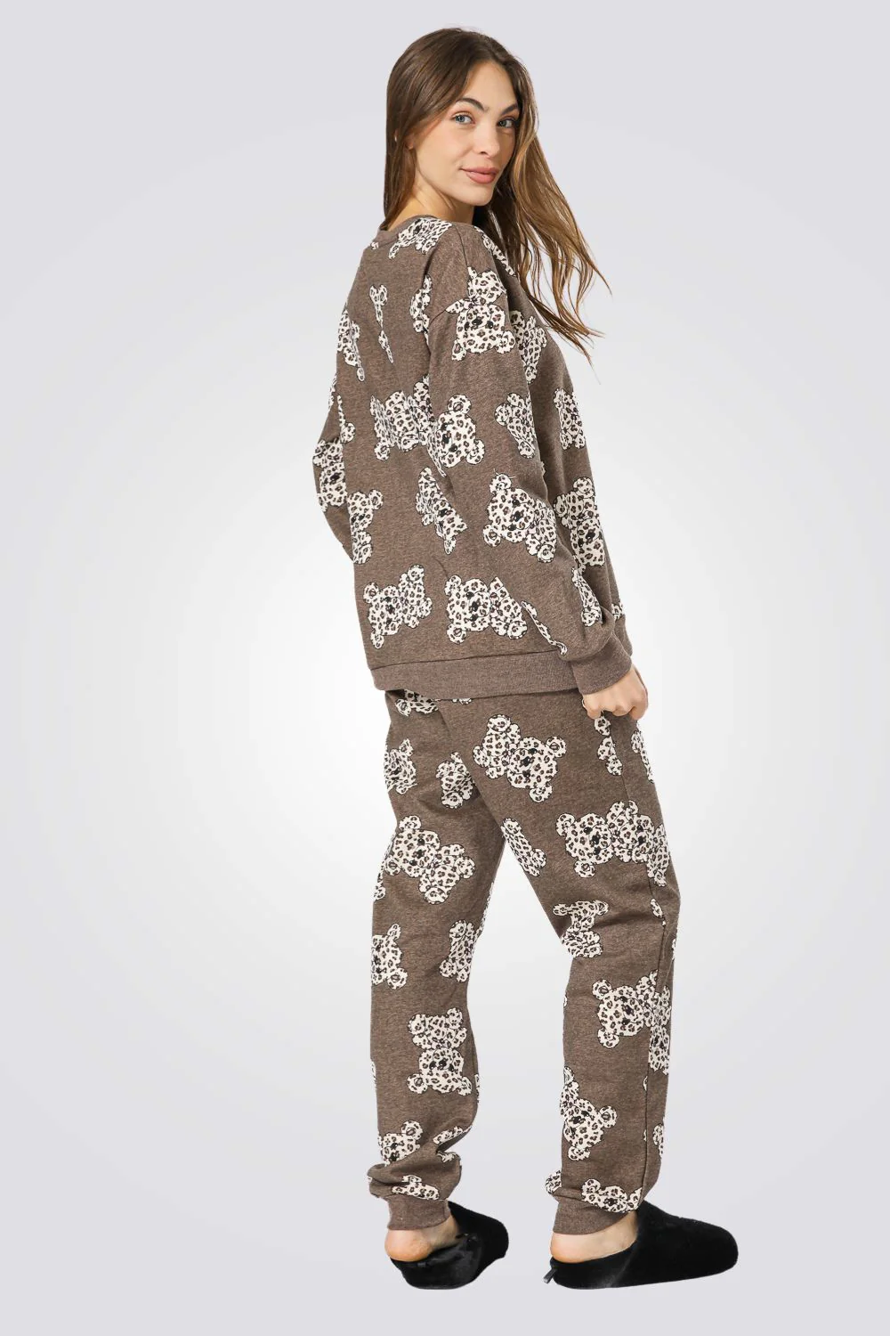 סט פיג’מה פוטר LEOPARD TEDDY בצבע חום - Image 2