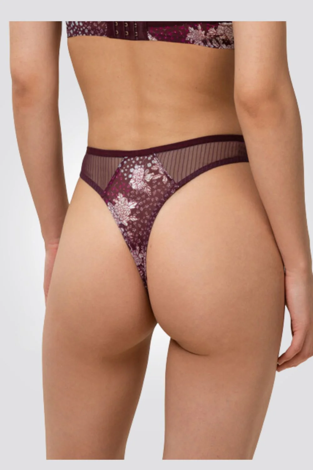תחתוני חוטיני תחרה Lavish Spotlight High Waist בורדו - Image 3