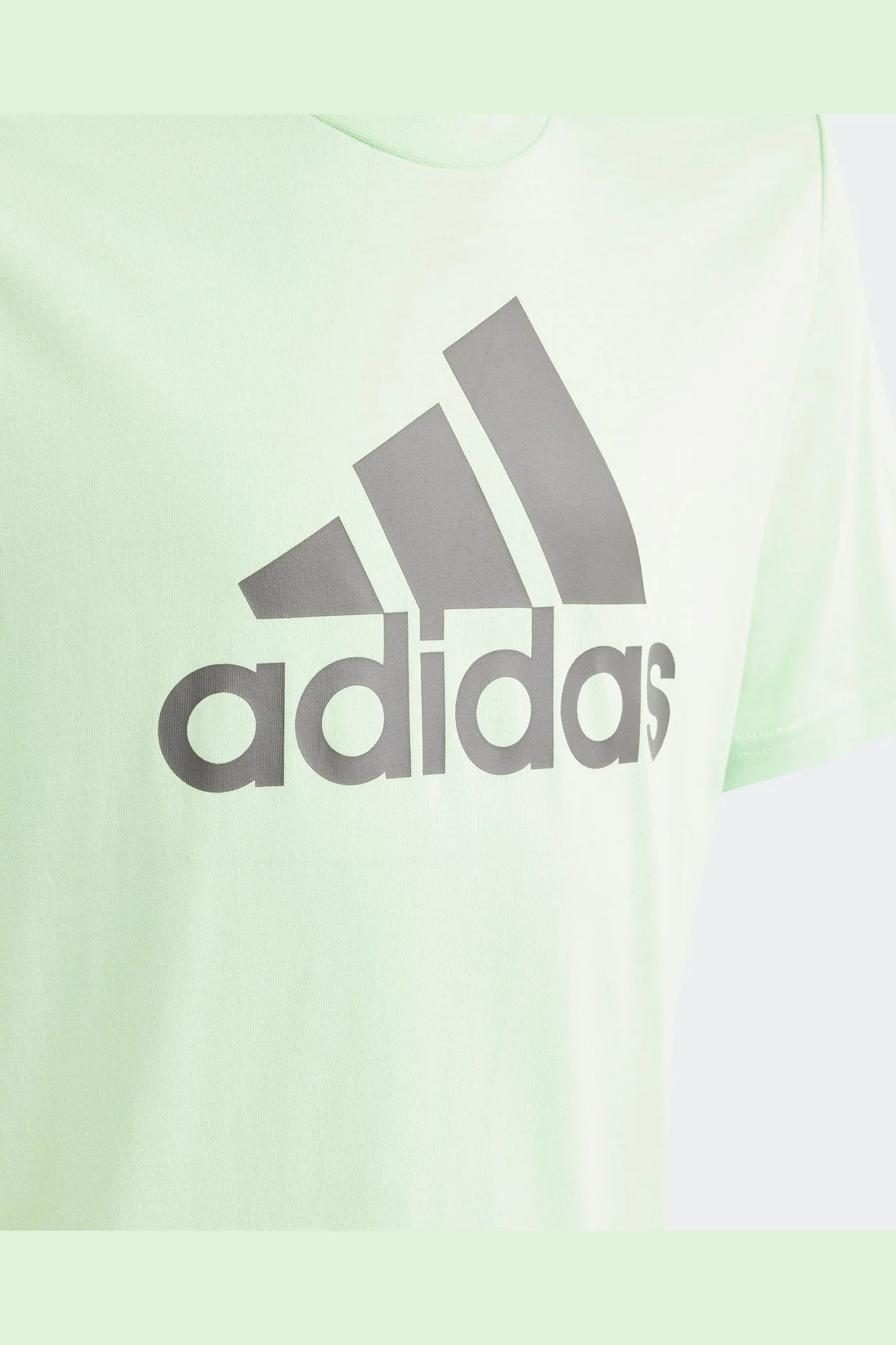 טישירט לנוער ESSENTIALS BIG LOGO בצבע ירוק זוהר - Image 3