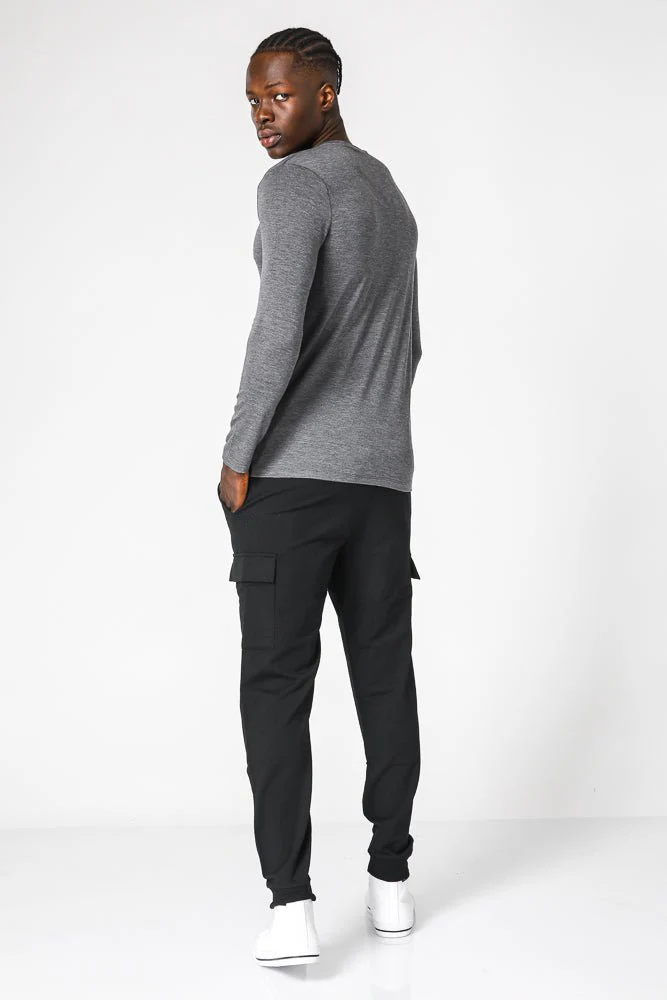 חולצה תרמית צווארון וי - SLIM FIT בצבע אפור | דלתא - Image 5