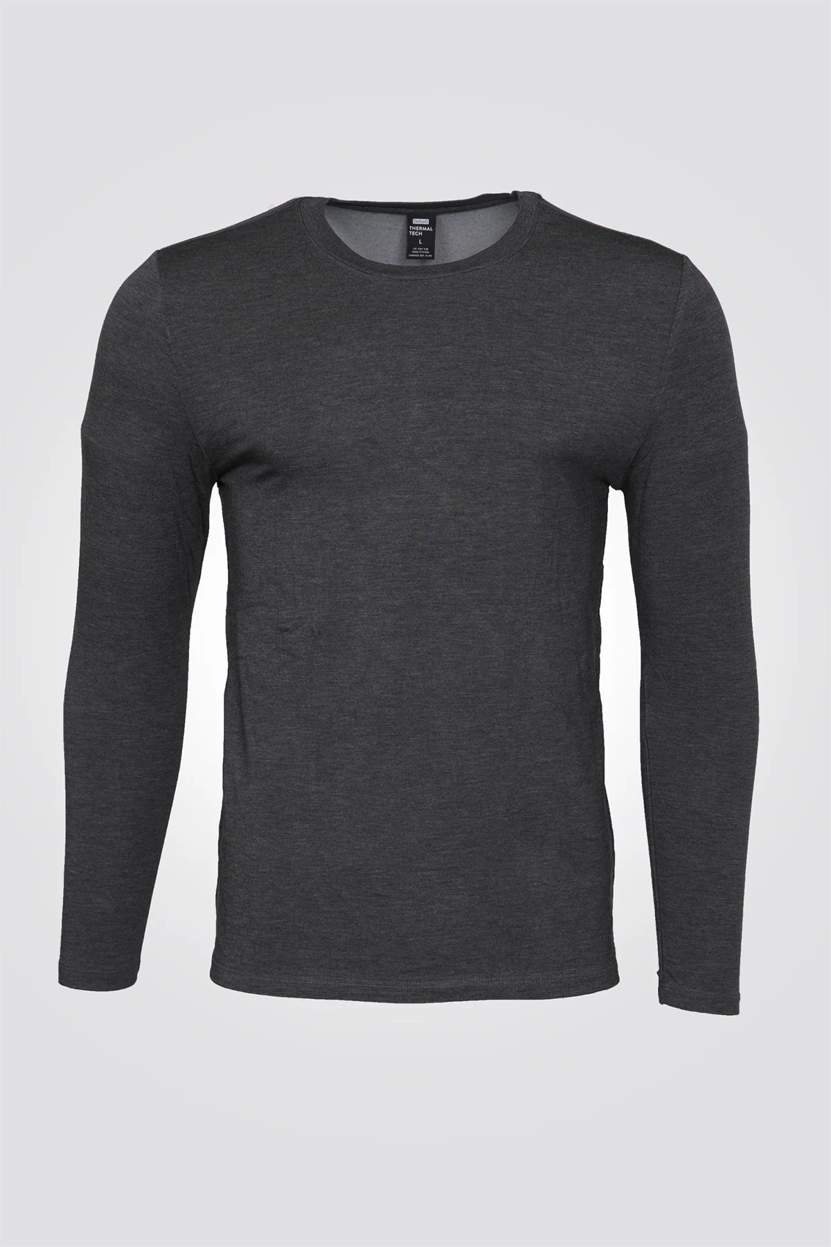חולצה תרמית צווארון עגול - SLIM FIT בצבע אפור - Image 5