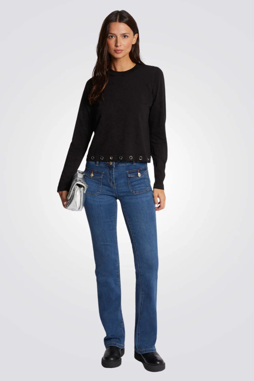 מכנסי ג'ינס Bootcut בצבע כחול