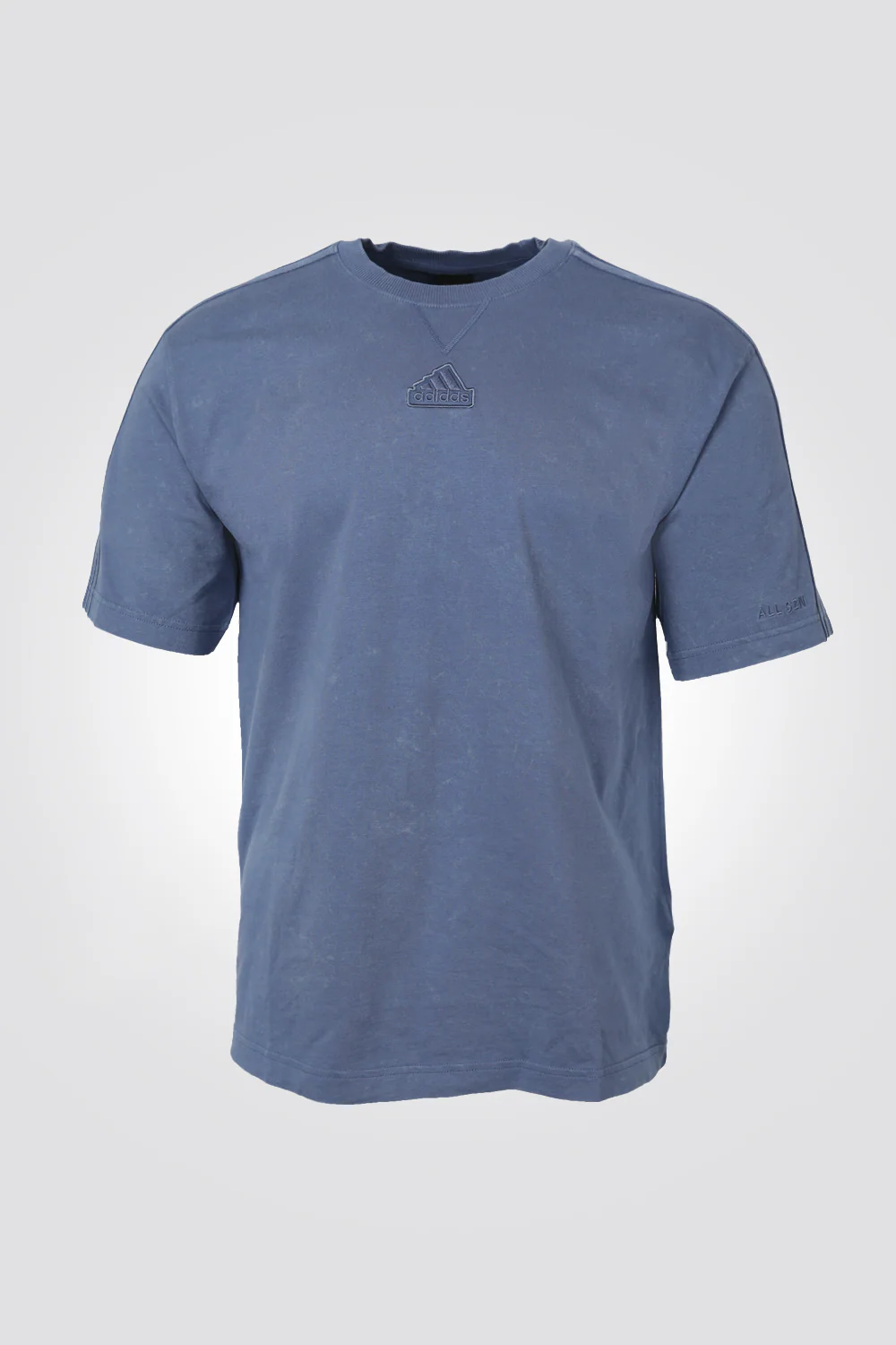 טישירט לגברים ALL SZN 3-STRIPES GARMENT WASH בצבע כחול - Image 3