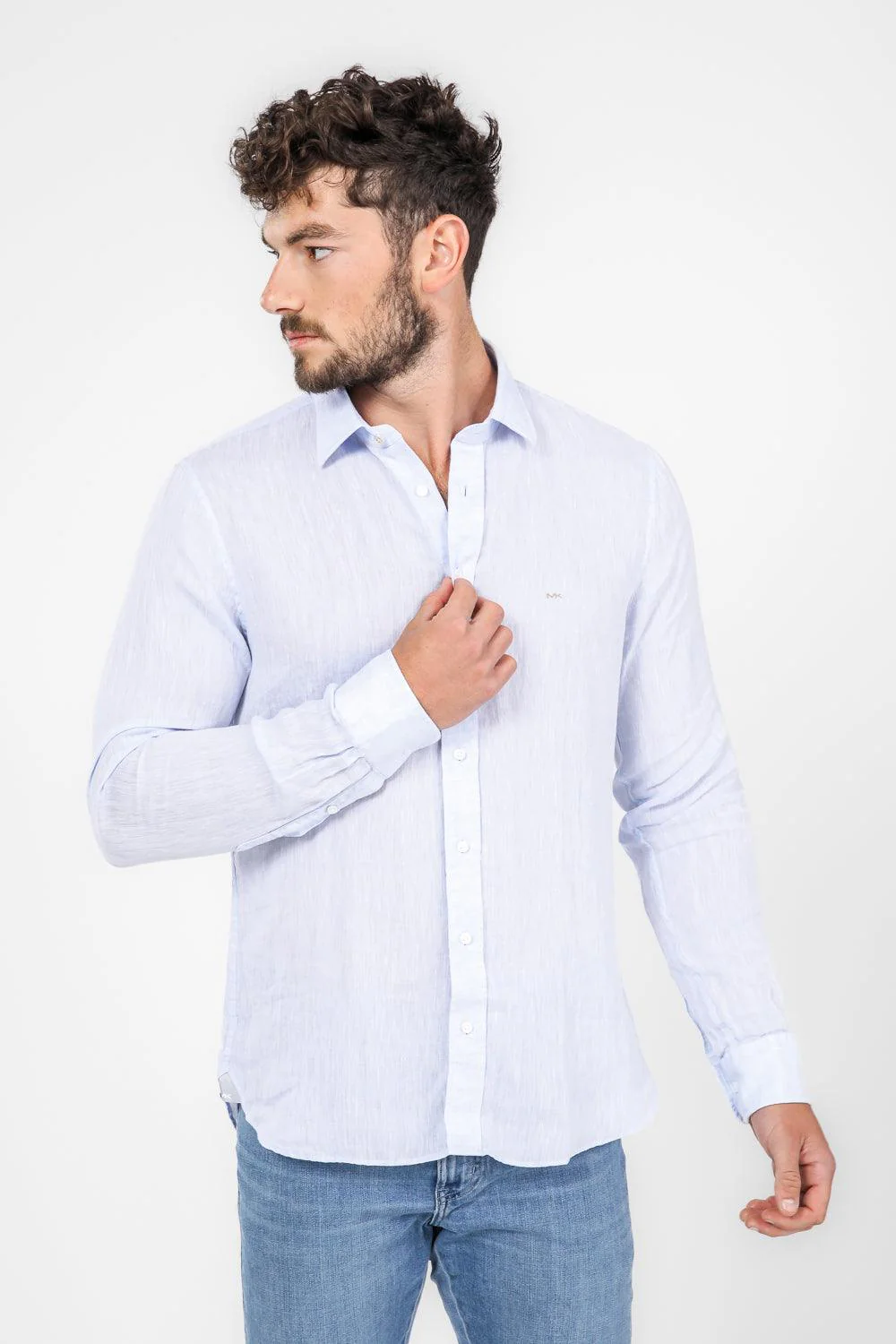 חולצה מכופתרת SLIM FIT בצבע תכלת - Image 3