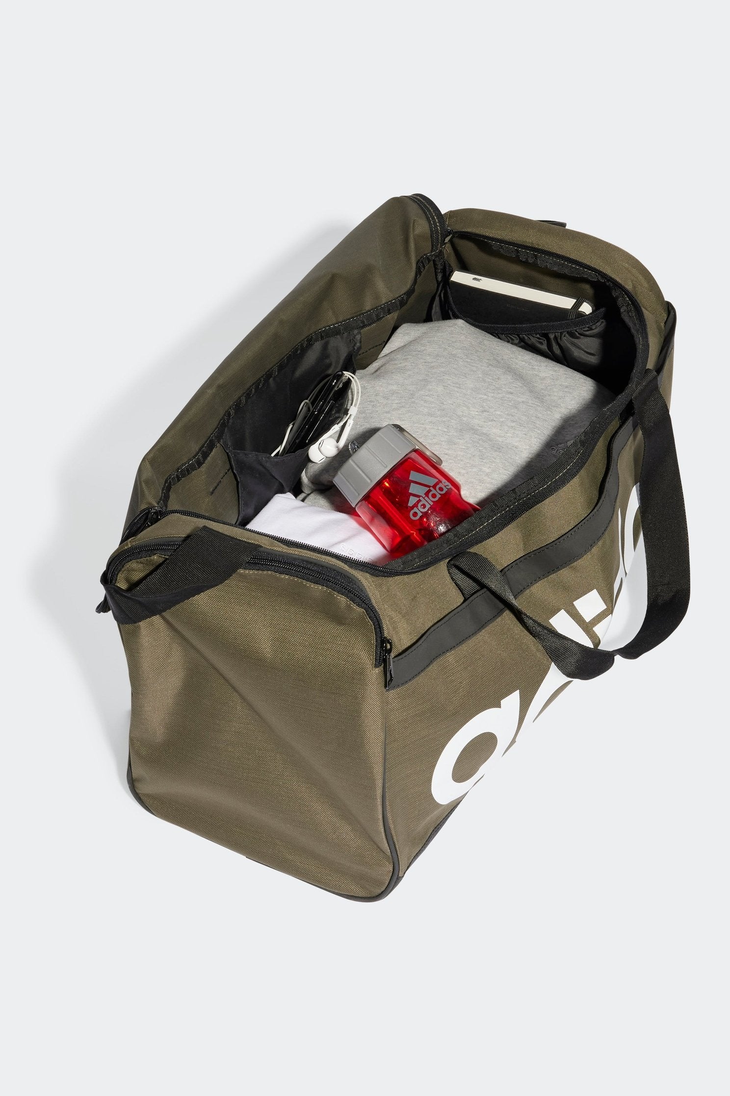 תיק אימון 39L ESSENTIALS LINEAR DUFFEL בצבע שחור לבן ובז' - Image 6