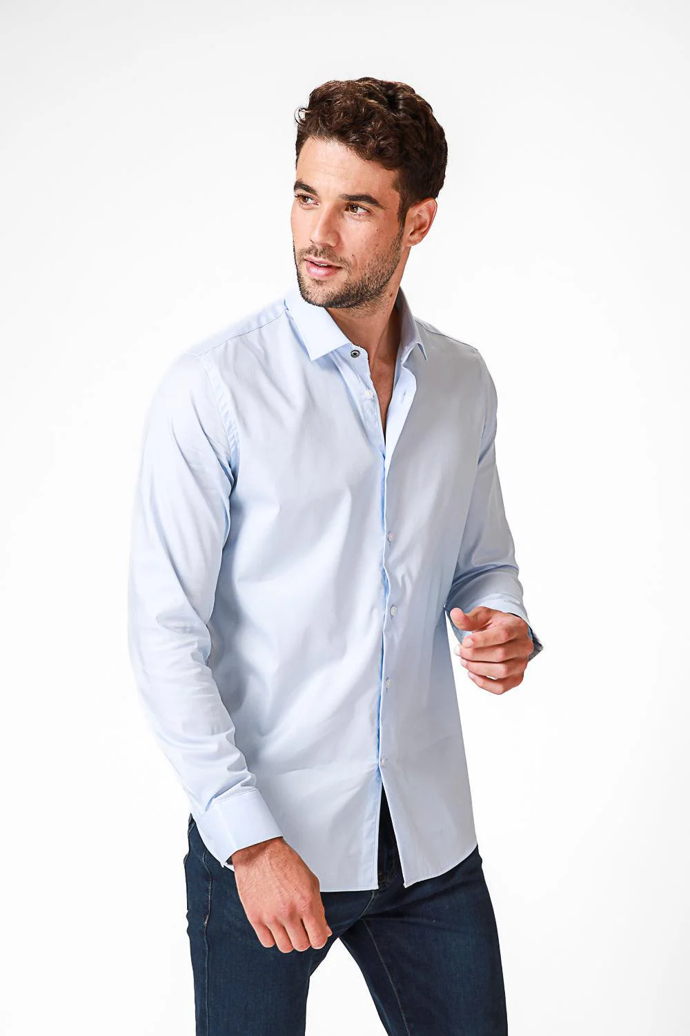 מכופתרת בצבע LT BLUE SLIM FIT - Image 3