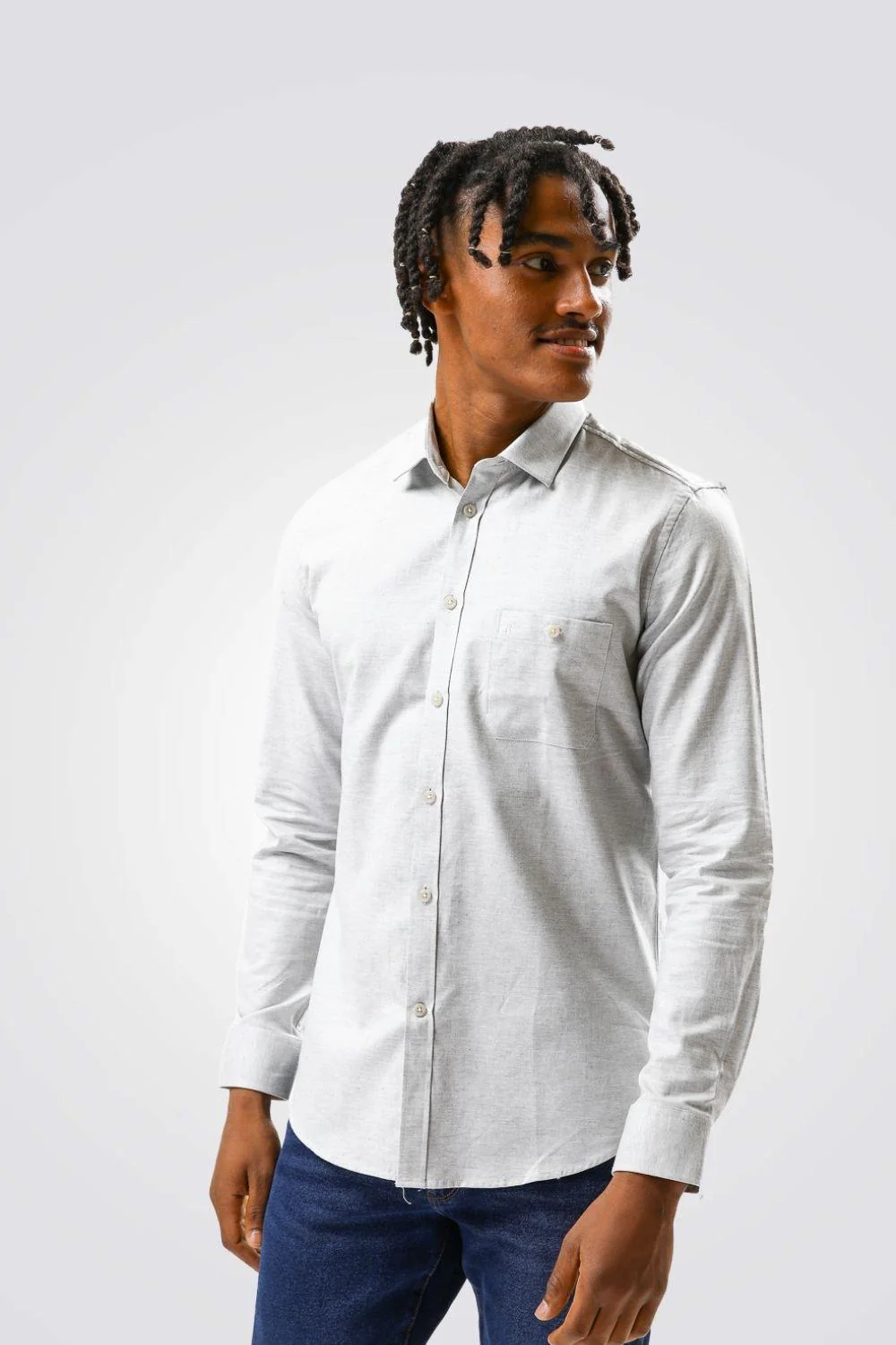 מכופתרת ORGANIC COTTON אפור בהיר