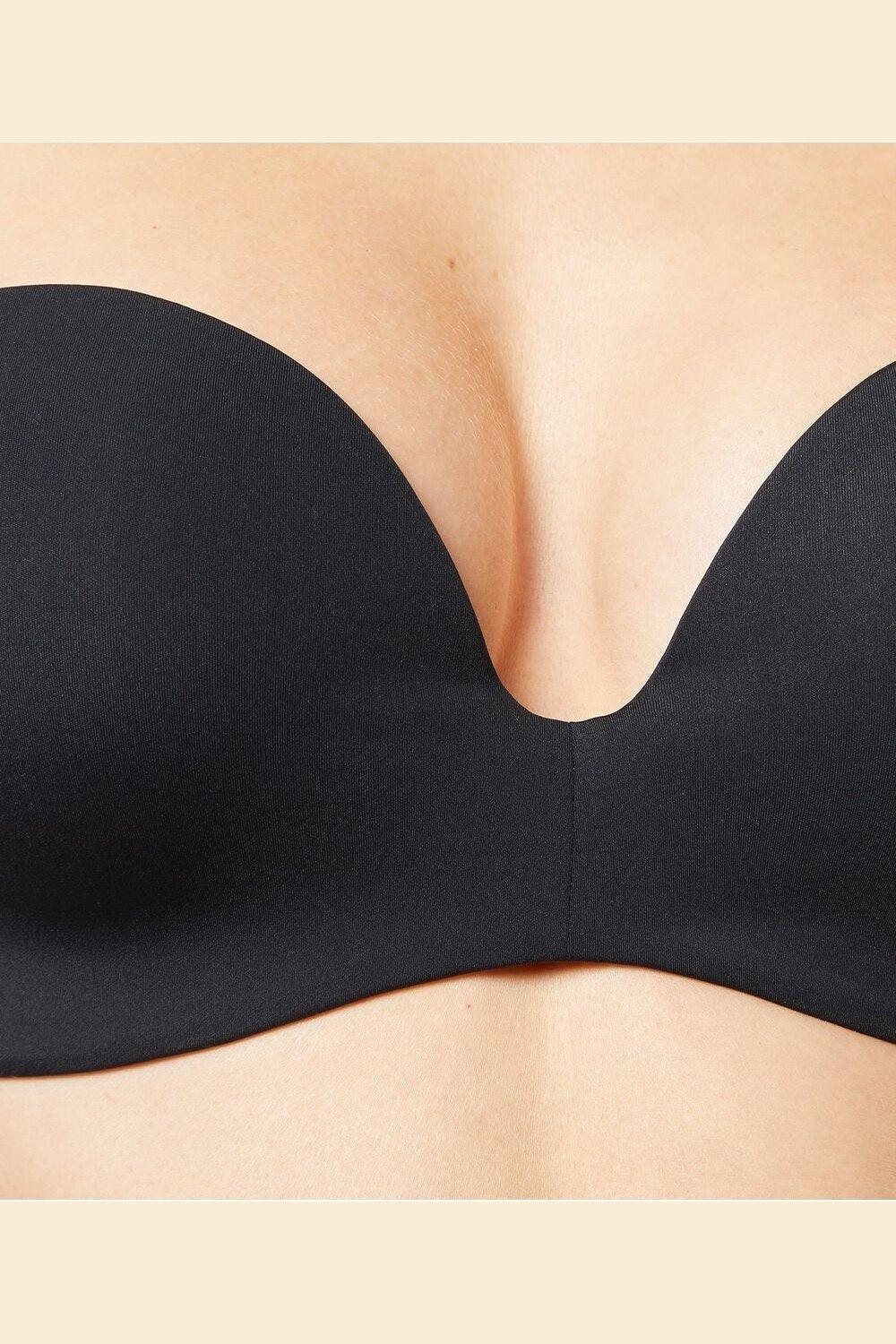 חזיית פוש אפ סטרפלס מיקרופייבר PURE FIT שחורה - Image 4