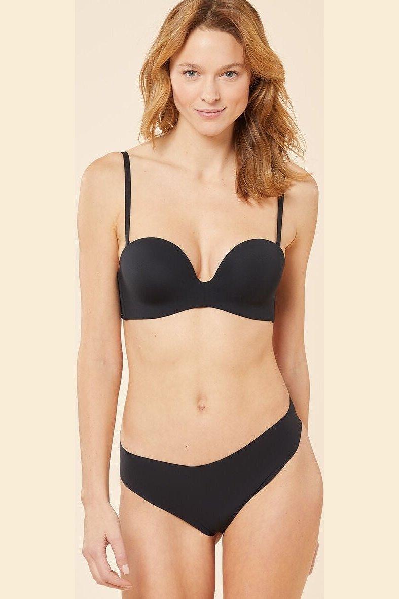חזיית פוש אפ סטרפלס מיקרופייבר PURE FIT שחורה - Image 5