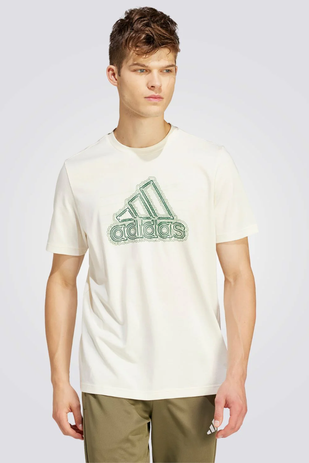 טישירט לגברים Growth Badge Graphic בצבע בז'