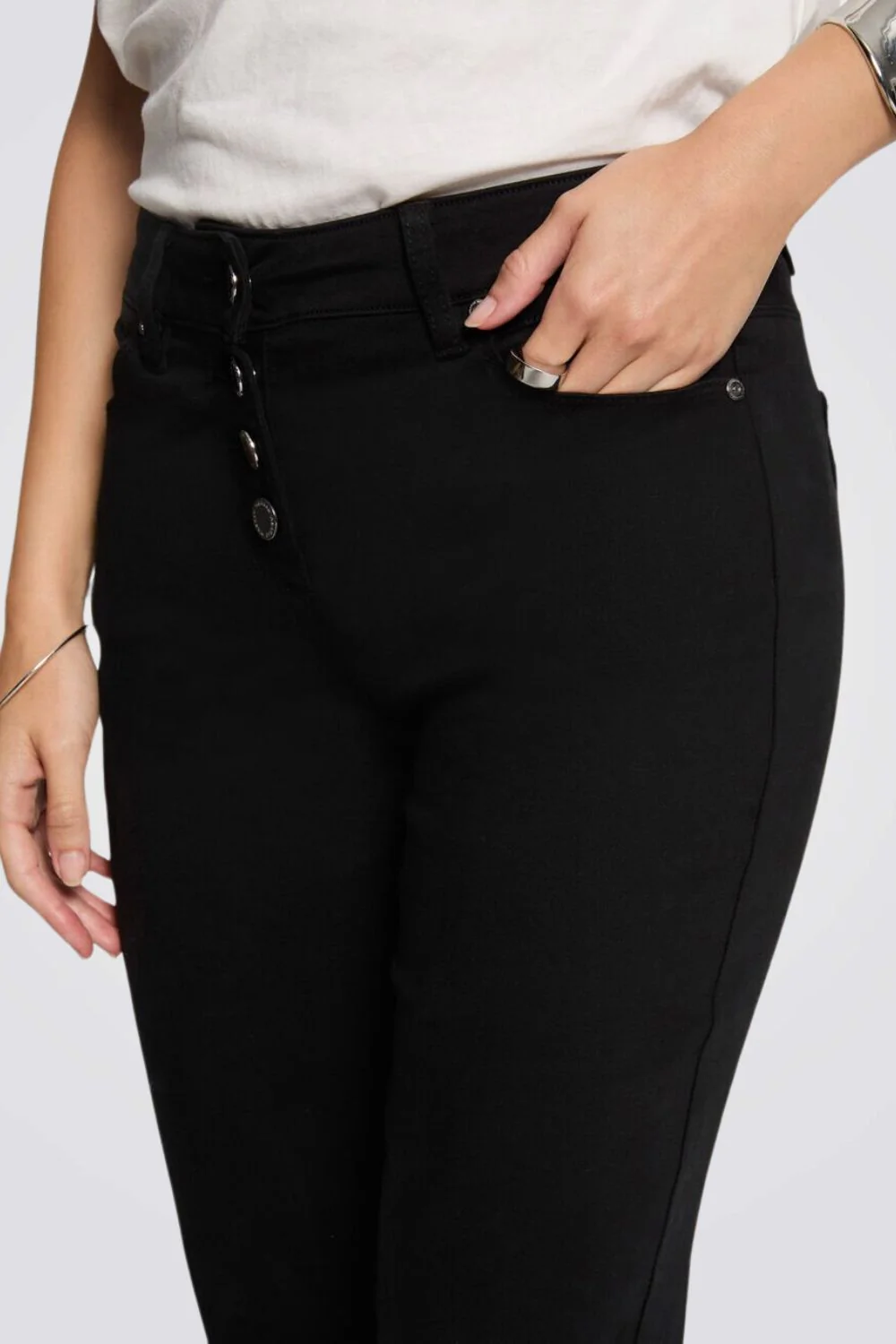 מכנסיים ארוכים Bootcut כפתורים דקורטיביים - Image 9