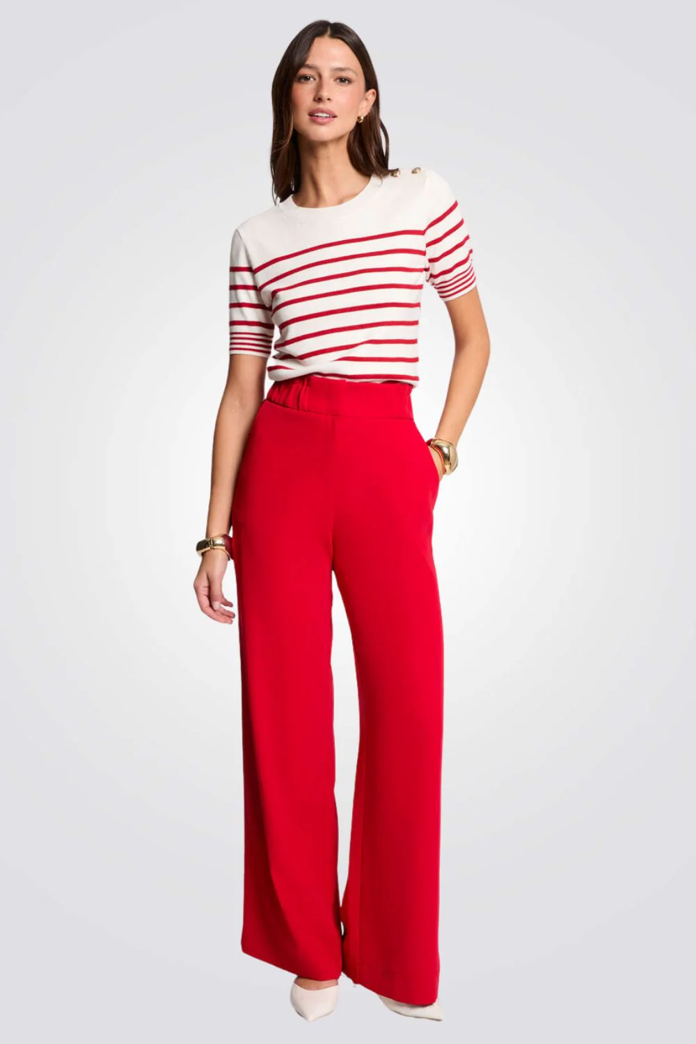 מכנסיים ארוכים Wide Leg גזרה גבוהה - Image 6