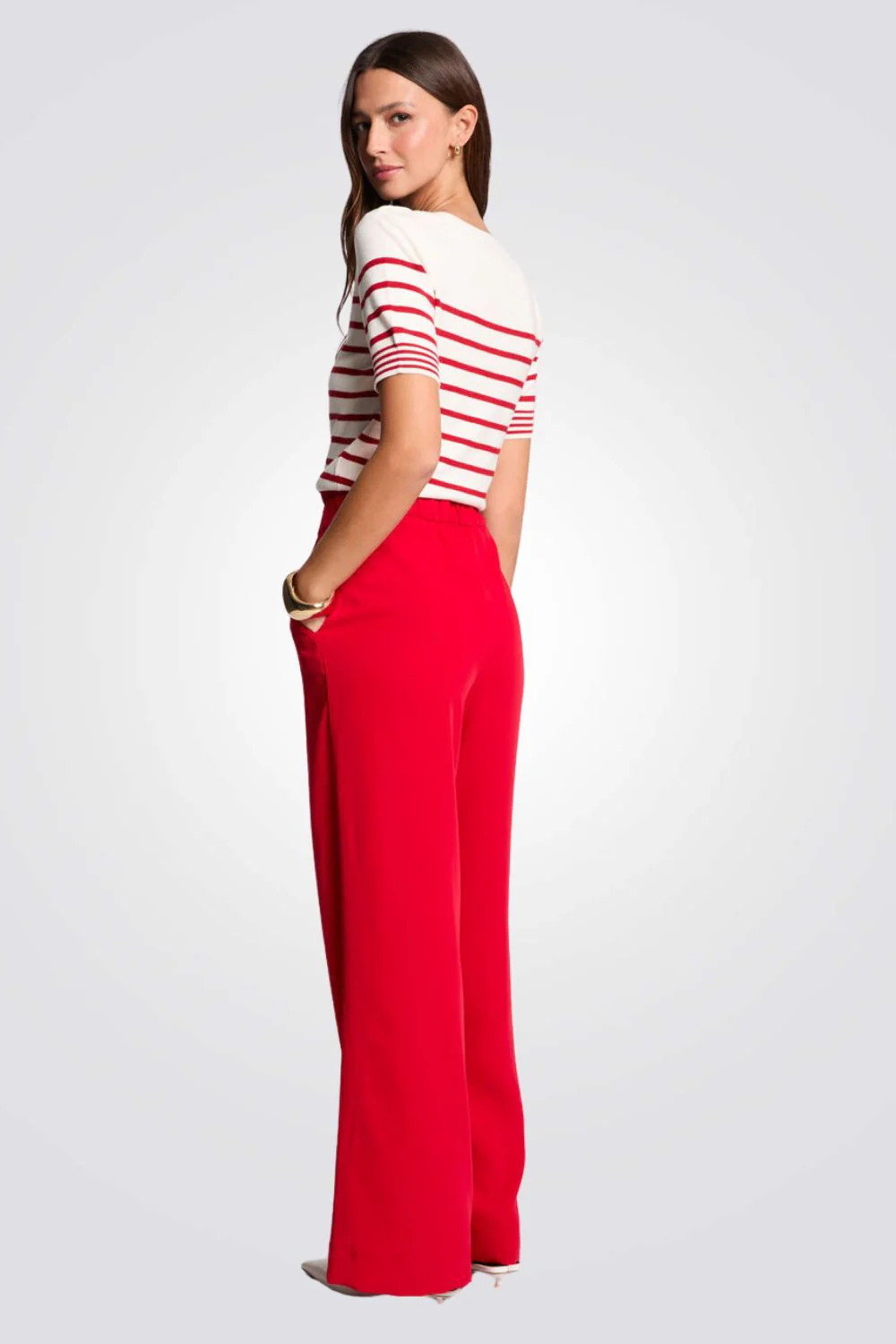 מכנסיים ארוכים Wide Leg גזרה גבוהה - Image 8