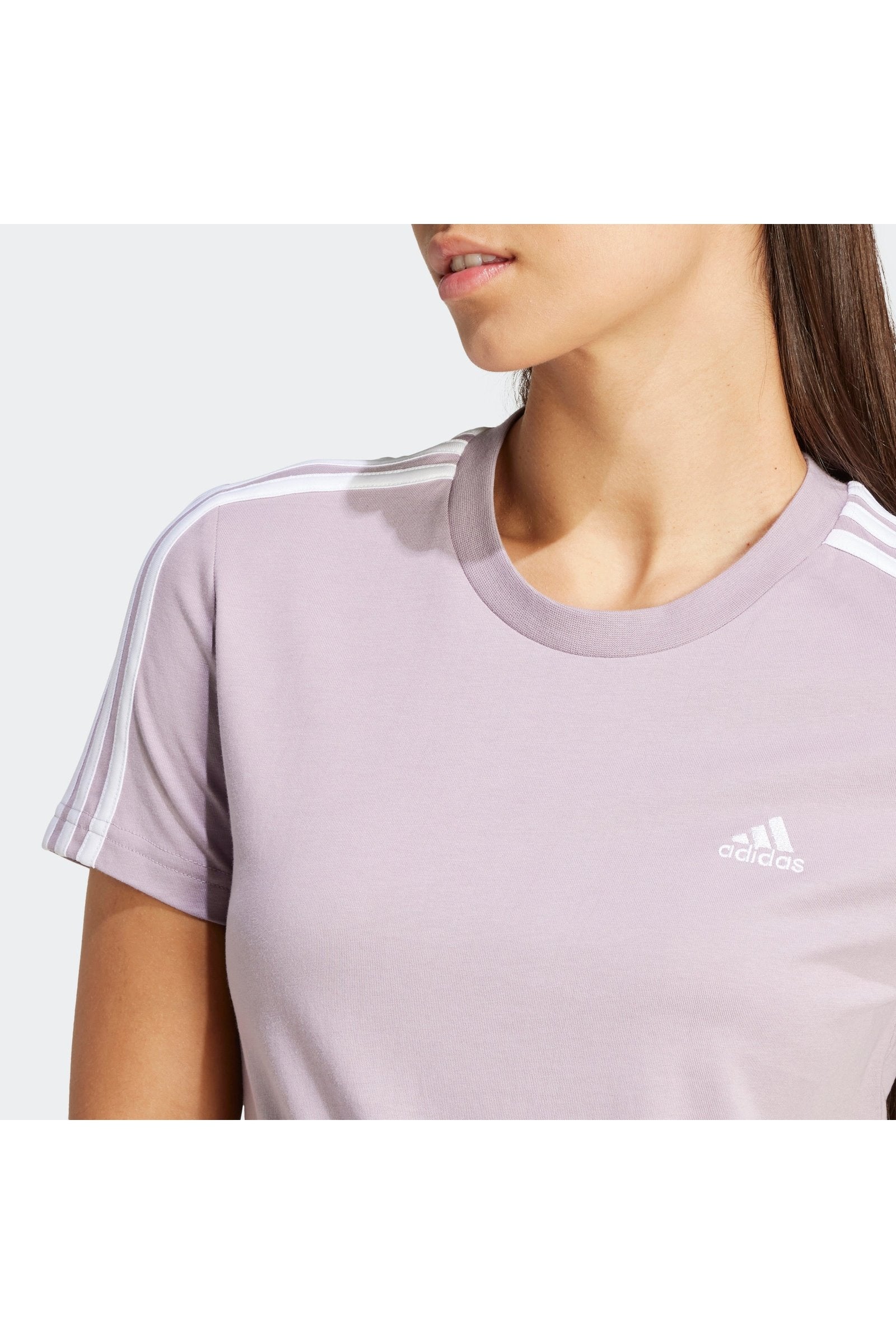 טישירט לנשים ESSENTIALS SLIM 3-STRIPES בצבע סגול לילך - Image 4