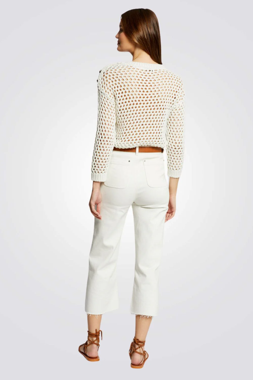 חולצת סריג פתוח בצבע שנהב - Image 2