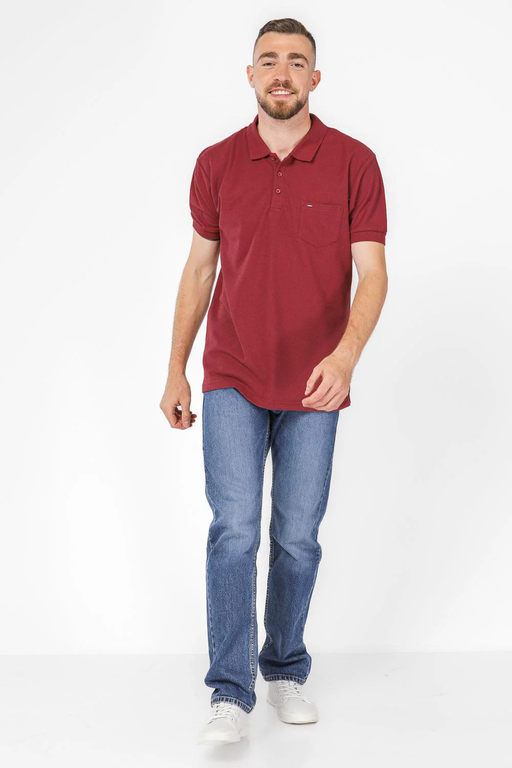 טישירט פולו קצרה בצבע אדום - Image 3