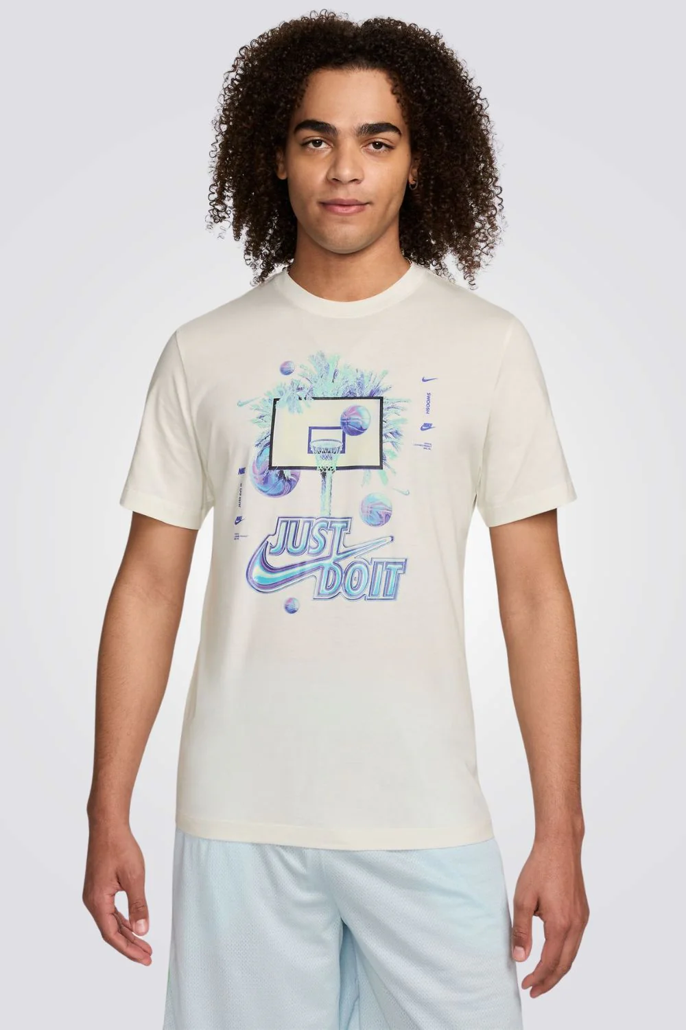 טישירט לגברים BASKETBALL בצבע לבן